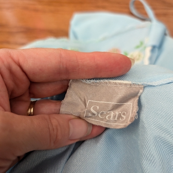 Vintage floral embroidered robe blue xs small - Picture 10 of 12